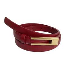 Women's Thin Synthetic Leather Belt, Elegant Fashion, Sophisticated Gold Buckle, 1.5cm - Paulina - 紅色 - 查看 1