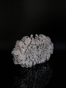 Glamorous,Elegant,Exquisite Luxurious Flower Crystal Evening Bags For Women,Formal Wedding Party Handbag Purse Floral Crystal Handbag, All Handmade Metal Rhinestone Dinner Bags,Vintage Sequin Clutch Wedding Party Prom Bag, Chain Crossbody Evening Purse, Perfect Bride Purse For Wedding, Prom & Party Events,Best Gifts For Ladies - 銀色 - 查看 2
