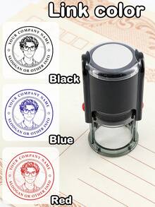Personalized Photo Stamp, Retro Line Art Style Portrait Stamp, Self-Inking Customized Stamp With Name And Image, Suitable For Wedding Invitations, Business Branding, Envelope Decoration, Customizable Round Stamp Gift For Anniversary, Mother's Day, Unique Collectible Decor, Custom Rubber Stamp - Style E - View 2