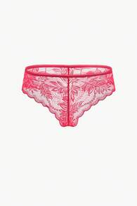 Bisouelle 3 piezas Bragas elegantes de encaje para mujeres, bragas de baja altura con estilo, cómodas y elásticas, ropa interior ondulada y romántica de color blanco y rojo para mujer - Multicolor - Ver 3