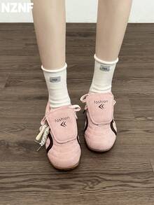 2025 New Elegant Flat German Shepherd Sneakers, Versatile For Skirts, Autumn Season - Pink - View 2