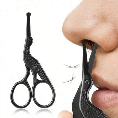 Round-Tip Stainless Steel Nose Hair Trimmer, Bionic Crane-Shaped Beauty Scissors, Suitable For Eyebrows, Nose Hair, Beard, Ear Hair, Stainless Steel Eyebrow Scissors, Professional Facial Hair Grooming & Beauty Makeup Scissors For Men And Women