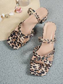 Black High Heel Sandals, Women's Elegant Black Thick Heel Sandals For Summer,Chunky Heels - Brown - View 3