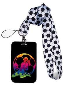 1pc Football Lanyard Keychain, Office ID Card Holder, Gym Card Holder, Mobile Phone Lanyard, Key Ring, Badge Holder - Multicolor - View 7