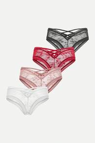4/PCS Quần lót ren khoét sâu gợi cảm cho nữ có dây đeo chéo, Đồ lót lọt khe gợi cảm - Nhiều màu - Xem 4
