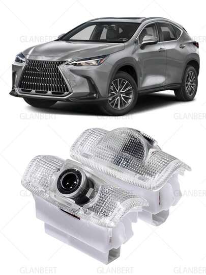 GLANBERT 2个LED车门标志投影迎宾灯，适用于雷克萨斯RX ES GX LS LX IS GS RC UX系列IS250 IS300 IS350，汽车装饰灯