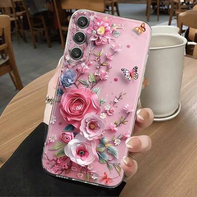粉色纸花蝴蝶手机壳，适合作为生日或圣诞礼物送给女朋友、女儿、情侣、青少年