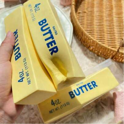 Slow Rebound Cute Butter Squeeze Stress Balls, 2026 New Realistic Soft Butter Stick Fidget Toy,Slow Rising Portable Squishy For Adults Anxiety & Stress Relief, Sensory Gifts For Office, Home ,New Simulation Squeeze Toy, Wet Slow Rebound Pressure Relief Toy, Soft And Squeezable Elastic Cheese Stick, Prank Toy, Perfect Gift For Holiday Birthday Parties