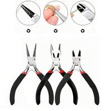 Bộ kìm làm trang sức màu đen 6 món/3 món/1 món, bao gồm kìm làm trang sức, nhíp và kìm bấm nhẫn, thích hợp để làm và sửa chữa các phụ kiện trang sức khác nhau, dụng cụ thiết yếu cho những người đam mê tự làm đồ trang sức. - màu đen - Xem 9