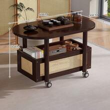 Portable Wheels Mobile Table Laptop Desk Adjustable Height Overbed Sofa Side - Brown - View 11