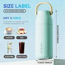 500ml Vaso aislado de acero inoxidable 316, con asa de goma y base antideslizante, taza para coche, infusor de té, botella de agua deportiva de gran capacidad - Multicolor - Ver 6