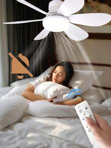 Quạt trần hiện đại 30W có đèn, 3 tốc độ điều chỉnh, điều khiển từ xa, dùng bóng E27 - Thích hợp cho phòng ngủ, phòng khách, nhà bếp và ban công. - trắng - Xem 4