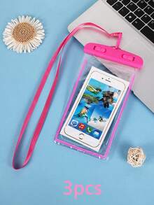 1/2/3/5入通用防水手機袋 防水手機殼 適用於 iPhone 14/13/12/11 Pro Max/XS Plus、Galaxy S22/S23 手機 (最高 7.0 吋) 3D 手機防水乾袋 - 玫紅色 - 查看 16
