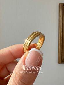 MADEONE 1 chiếc nhẫn bạc 925 thiết kế độc đáo, phù hợp cho nữ giới đeo hàng ngày, cũng có thể dùng làm phụ kiện dự tiệc, món quà trang sức cao cấp dành cho phái đẹp. - Nhẫn trơn đánh bóng mờ - Xem 3