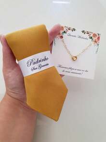 Semi Slim Godfather Tie And Gold Plated Godmother Bracelet Kit READY DELIVERY - 金色 - 查看 3