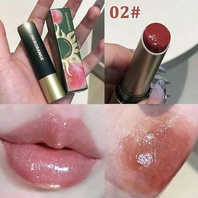 HERORANGE 低饱和度固体唇膏，心形镜面光泽，滋润不脱色不粘腻，闪亮丰盈双唇，日常及节日适用