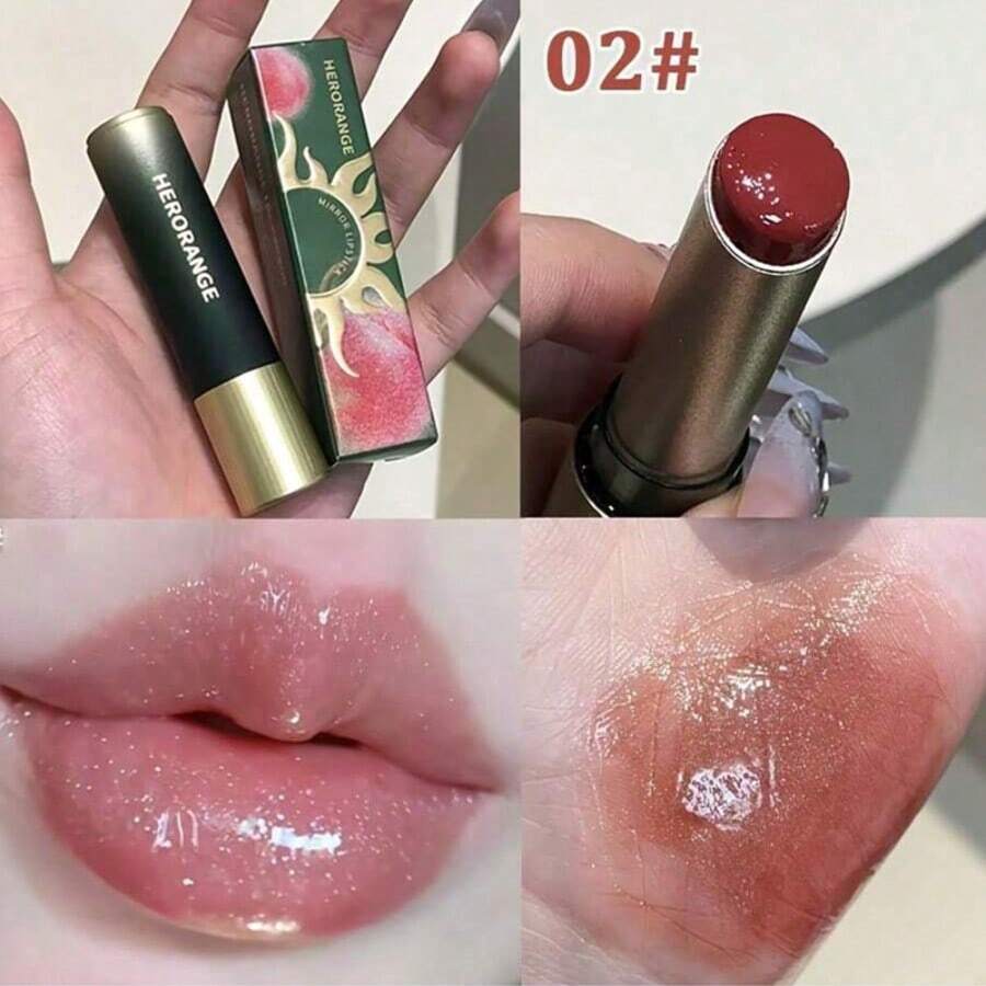 HERORANGE 低饱和度固体唇膏，心形镜面光泽，滋润不脱色不粘腻，闪亮丰盈双唇，日常及节日适用