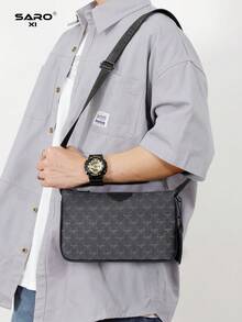 saroxi Túi đeo chéo mini nam, túi đeo vai khóa kéo giả dệt, túi đựng đồ đa năng phong cách tối giản, quà tặng lý tưởng cho nam giới, bạn trai. - Nhiều màu - Xem 4