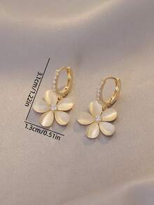 一对时尚优雅小众百搭水钻花朵耳钉，适合女性日常、节日和假日佩戴 - 花朵 - 查看 6