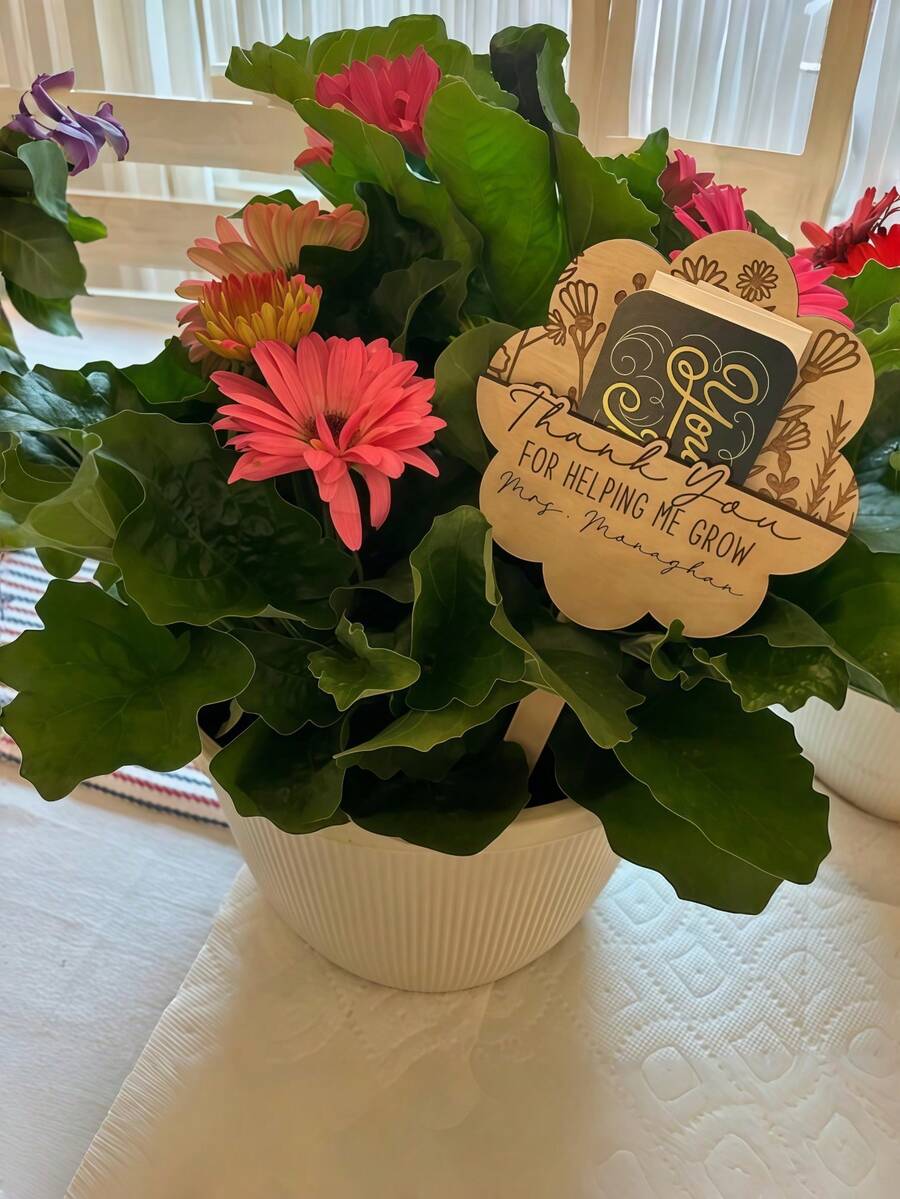 Teacher's Gift Card Holder, Teacher's Plant Label, Teacher's Day, Teacher's Commemorative Gift, Helping Me Grow, Teacher Appreciation Gift - Multicolor - View 1