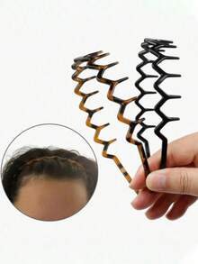 Bộ 2/4 chiếc băng đô chống trượt màu đen bóng và họa tiết da báo, băng đô tóc răng cưa lượn sóng thời trang dùng hàng ngày, tại nhà và chăm sóc da. - Nhiều màu - Xem 6