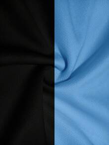Men's Contrast Color Sports Letter "King" Print Round Neck Short Sleeve Pants Set Summer - Blue - View 5