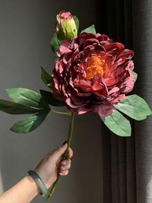 1pc High Quality Vintage Peony Artificial Flower, Home Decor Ornament, Wedding Aisle Flower Party Packs,Room,Home,Wall,Bathroom,Bedroom,Room Decoration Stuff,Desk Accessories,Wedding Items,Wedding,Living Room,Office,Kitchen,Party Favors,Bridesmaid Gi - Multicolor - View 9