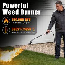 1Pc 180,000 BTU Propane Grass Torch Heavy Duty Grass Burner Flame Weeder With 10FT Hose Piezo Ignition Adjustable Flame Control For Weeds Ice Snow Asphalt Fire Starting Propane Tank Not Included - Silver - View 2