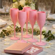 12 ly sâm panh acrylic, ly sâm panh tái sử dụng không vỡ, thích hợp cho tiệc cưới, tiệc tùng (Trắng, Hồng) - Xem 7