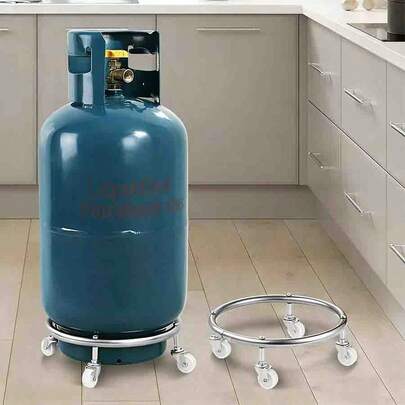 1 cái. 10 cái. Xe đẩy bình gas bằng thép không gỉ chịu lực cao - Đế di động đa năng dùng cho bình gas, chậu cây và bình nước.
