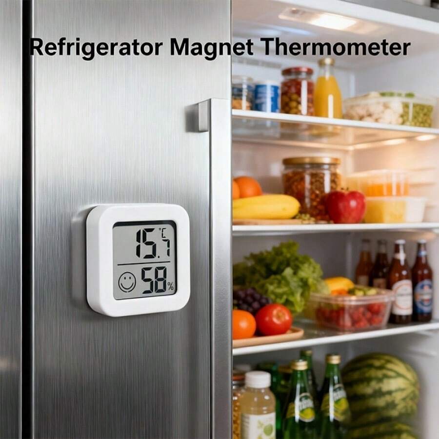 6pcs Smiling Face Digital Thermometer Hygrometer - Accurate Measurement, Dual Temperature & Humidity Display, Long Battery Life, & Stylish, Portable Adhesive Back Design, High-Precision Sensor, Suitable For Home/Bedroom/Greenhouse Indoor Monitoring