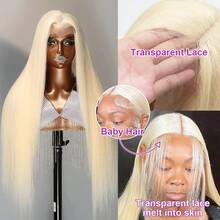 40 Inch 613 13x4 Blonde Wig Human Hair 250% Density Straight Lace Front Wig 613 HD Transparent Lace Frontal Wigs Human Hair Pre Plucked Blonde Wig - S613 - 查看 4