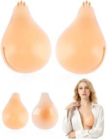 Sticky Bra For Women, Push Up Adhesive Bras, Invisible Backless Strapless Silicone, Spoon Shape Thin Edge - Gầy - Xem 8