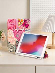 1 件粉色涂鸦虎豹拼接图案平板电脑保护套，兼容 iPad 10.2 英寸（2021/2020 款，第十/九/八代，A16 芯片）、11 英寸（第十一代，2025 款）、Galaxy Tab A8 10.5 英寸（2022 款），带笔槽，支持自动休眠/唤醒 - 彩色 - 查看 3