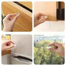 2pcs Modern Plastic Pull Handles, Multifunctional Suction Cup Grip For Smooth Surfaces, Cabinets, Drawers, Sliding Doors, Toilet, Easy Installation Without Drilling, Practical Hooks - Clear - View 6