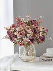 1 pièce Rose artificielle Tournesol, Bouquet de roses marguerites, Matériaux de décoration de mariage DIY Couronne, Fleurs à tenir à la main pour mariée, Fleurs de poignet, Fleurs de poitrine, Accessoires de décoration de fleurs pour la tête, Décoration de voiture de mariage, Décoration d'arche de porte, Décoration de maison, restaurant, chambre, vase, Matériaux de décoration pour fête d'anniversaire, Cadeaux pour la Saint-Valentin et le Nouvel An, Cadeaux de Saint-Valentin, Cadeaux de remise des diplômes - Rose bonbon - Voir 5