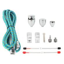 Bộ dụng cụ phun sơn chuyên nghiệp 116AK với vòi phun 0.2mm/0.3mm/0.5mm và ống dẫn khí không mùi dài 1.8m, thích hợp cho trang trí bánh, nghệ thuật vẽ móng, hình xăm tạm thời, vẽ mô hình, tự làm giày - Thiết kế điều khiển chính xác và dễ dàng vệ sinh - Bạc - Xem 4