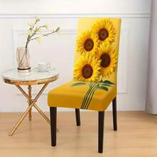 White Background Lemon Pattern Decoration Kit, Set Of 1 Piece/2 Pieces/4 Pieces/6 Pieces/8 Pieces/36 Pieces, High Elasticity All Inclusive Washable Soft Protective Cover, Using 2D Flat Printing Technology, Easy To Install And Clean. Suitable For Indoor Decoration, Outdoor Dining, Gathering Occasions, Restaurants, Parties, And Hotels As Decorative Chair Covers, And Can Also Be Given As Gifts. - Multicolor - View 3