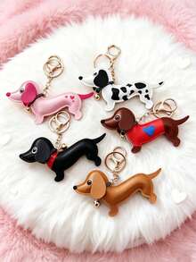 Llavero de perro salchicha de piel sintética, llavero de perro salchicha de moda, accesorio de llavero de animal con estilo, llavero decorativo, accesorio de bolso para estudiantes/parejas, regalo de fiesta, accesorio de decoración de mochila, regalo ideal para mujeres - Multicolor - Ver 9