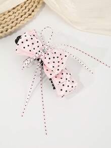 1个波点缎面蝴蝶结香蕉发夹，甜美温柔气质，百搭高马尾发夹 - 彩色 - 查看 10