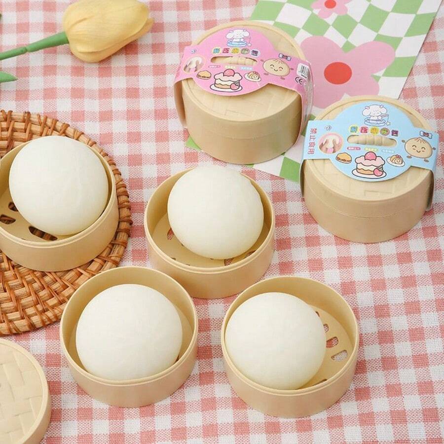 趣味包子软玩具 - 慢回弹仿真食物，适合办公室和休息时间减压 - 彩色 - 查看 1