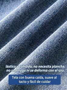 Jeans casuales de pierna recta y ajuste holgado para mujer con bolsillos, jeans rectos de moda, pierna ancha y talle alto para uso diario, cómodos elásticos y aptos para todas las estaciones - 2008 - Ver 6