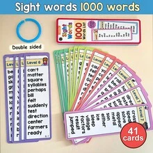 Lachilly 1000 Common Words Flashcards - Suitable For Children 5 Years Old And Above, 41 Flashcards Set, Applicable For Preschool To 3rd Grade Home Education, Includes Phonics, Early Reading, Common Words, Dolch & Fry Sight Words, Helps Vocabulary And Spelling Development, Edutainment Learning Tool, Double-Sided Design, Size: 18cm/7.08in X 5.4cm/2.12in. - Multicolor - View 5