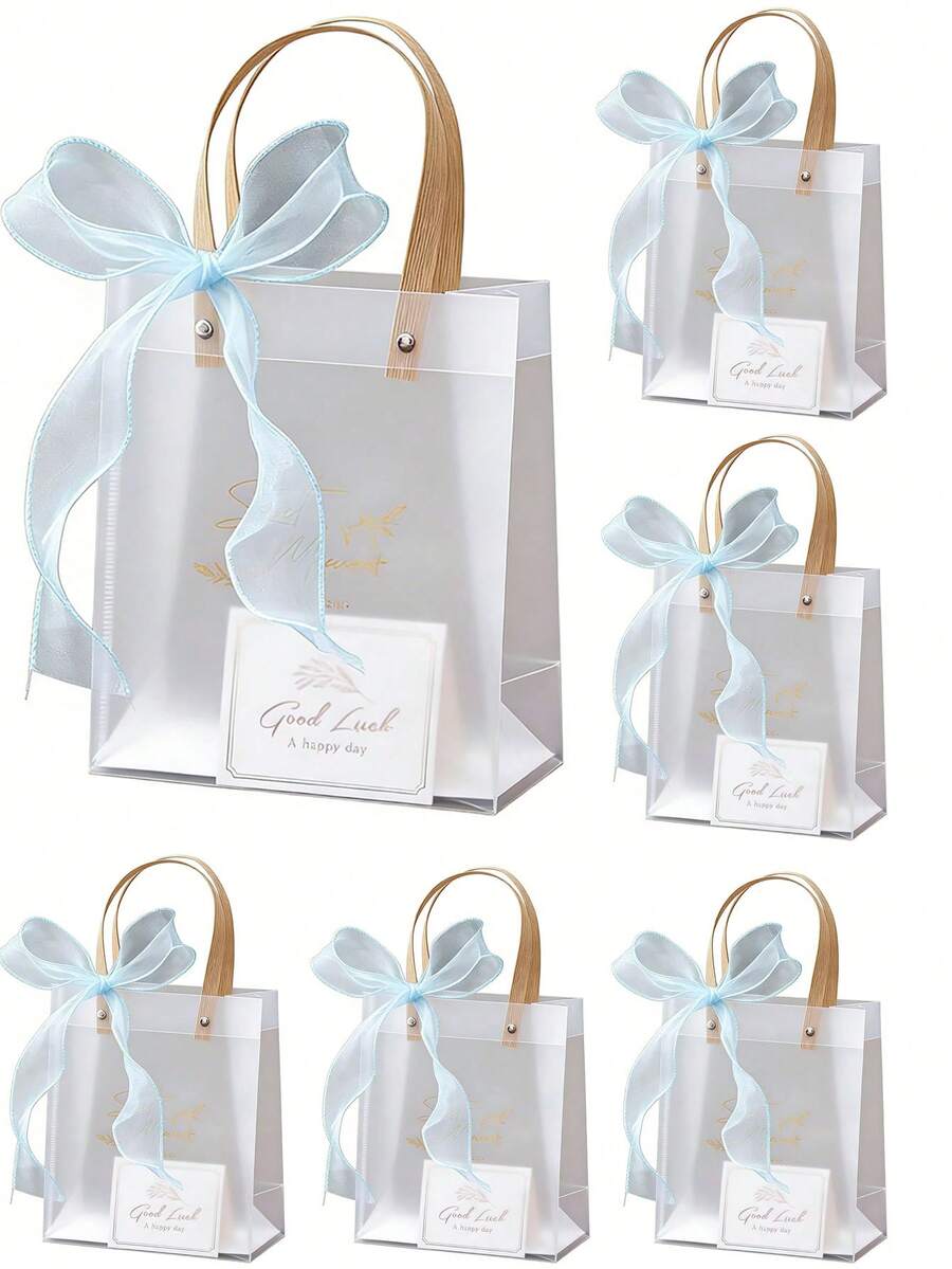 Set de 4 piezas/2 piezas de empaque de regalo azul que incluye bolsa de regalo, cinta, tarjeta y rafia, reutilizable, diseño con asas, adecuado para recuerdos de fiesta, regalos de boda, empaque minorista, cumpleaños, recuerdos, regalos románticos, Navidad - A - Ver 1
