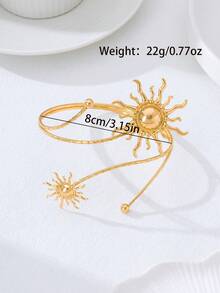 1件时尚简约金色金属太阳臂环，百搭配饰，适合女性度假佩戴 - 太陽臂環 - 查看 2