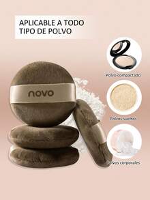 1pc Makeup Sponge, Ultra Soft Velour Makeup Brushes, Washable Round Finger Puff, For Face Cleaning, Makeup Loose Powder, Bath Powder, Body Powder - Chocolate Brown - View 3