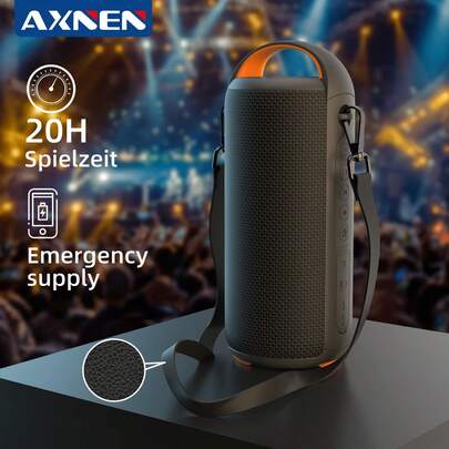 AXNEN مكبر صوت بلوتوث لاسلكي للخارج، يأتي مع حزام خصر محمول، كابل شحن وكابل AUX، يدعم تشغيل USB/بطاقة TF، مع ميكروفون مدمج، مناسب للهواتف الذكية والأجهزة اللوحية والتلفزيونات والكمبيوتر، مثالي للاستخدام المنزلي والسيارة والخارج والرقص والدراجات وغيرها، هدية خارجية مثالية