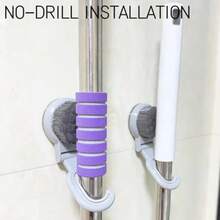 3 Pieces Suction Cup Mop Hoo For Shower- L-Mounted Broom Holder No Drill Removable And Reable Hans For Cleaning S Towels And More Y - Gray - 查看 4