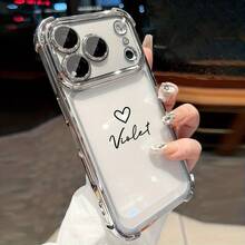 Funda para teléfono:Funda de lujo electroplateada antigolpes transparente con protector de lente de vidrio, personalizada con nombre, compatible coniphone 11/11 pro/11 pro max/12/12 pro/12 pro max/13/13 pro/13 pro max/14/14 pro/14 pro max/15/15 pro/15 pro max/16/16 pro/16 pro max/17/17 pro/17 pro max, acrílico con esquinas reforzadas, cubierta trasera transparente, regalo DIY para mujeres/hombres - Estilo (1 pieza) - Ver 9