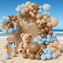 125pcs Balloon Arch Kit - Light Blue, Beige, Tan & Brown Globes - Elegant Shower & Gender Reveal Party Decor With Woodland Backdrop, Emulsion Balloons For Weddings, Birthdays & Baptisms, Gender Reveal Party Decor | Elegant Balloon Arrangement | Durable Balloon Kit, Balloon Decorations - View 4